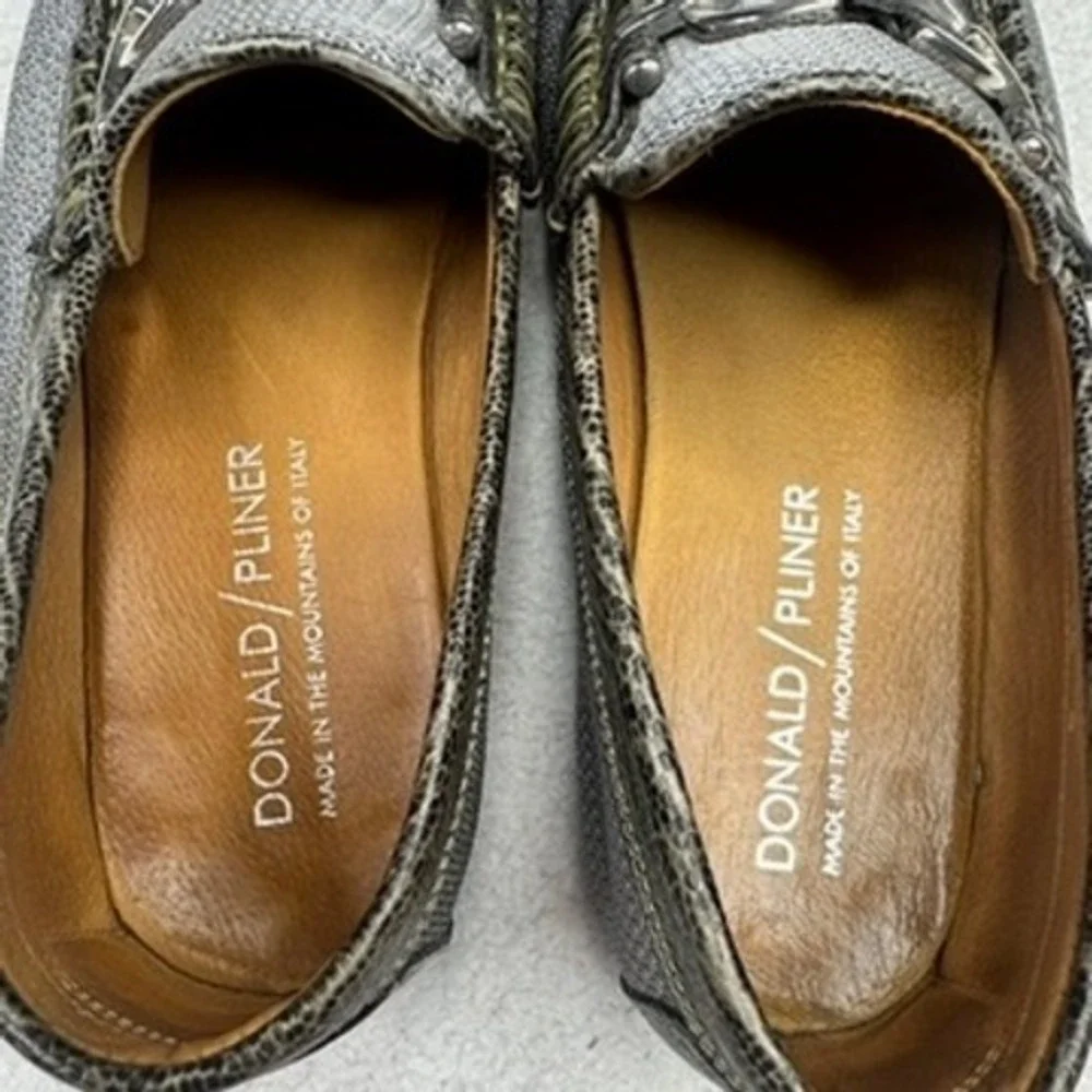 Donald Pliner Dacio Mens Gray Woven Buckle Loafer Dress Shoes Size 9‎